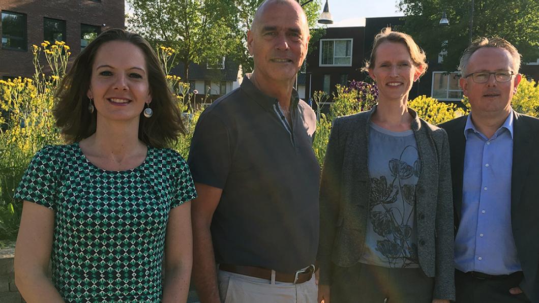 De beoogde wethouders: Hilde de Groot (GroenLinks), Kees van Dalen (CDA), Jana Visser-Smith (CU) en Herman Geerdes (VVD) IMG_6842-2.jpg