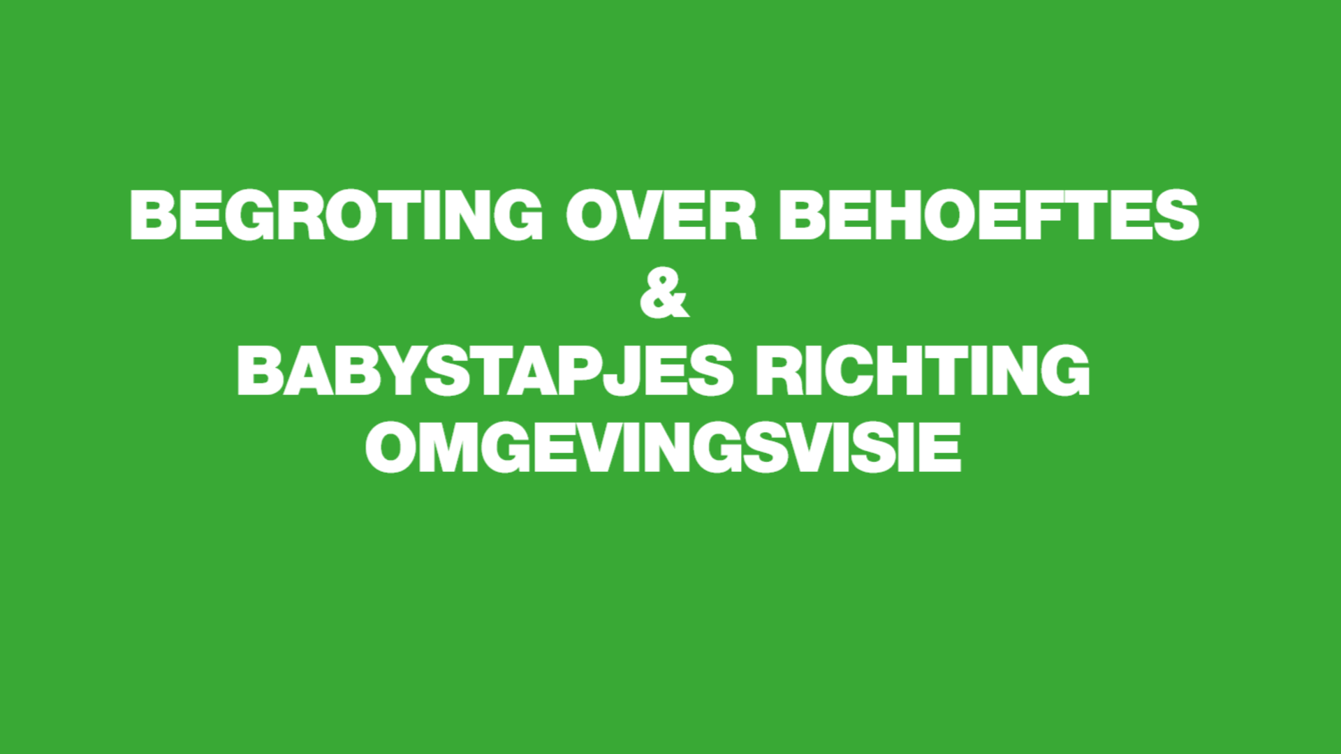 titel begroting over behoeftes en babystapjes richting omgevingsvisie